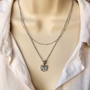 Elegant Silver Double Layered Necklace